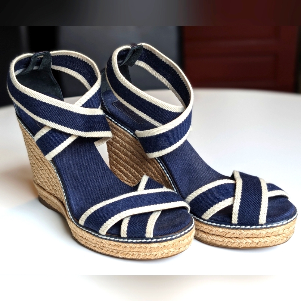 Tory Burch | Adonis Navy & Cream Espadrilles | 8.5